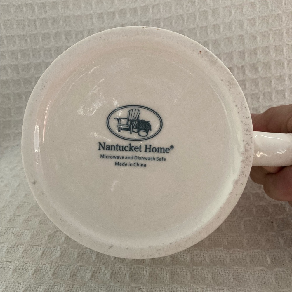 Nantucket Home Oversized Ribbed Cream & Orange “R” Mug - Picture 5 of 8